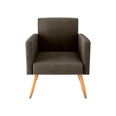 Kit 2 Poltronas Decorativas E Puff Decorativo Pés Palito Dallas Matrix Veludo Turkey Marrom