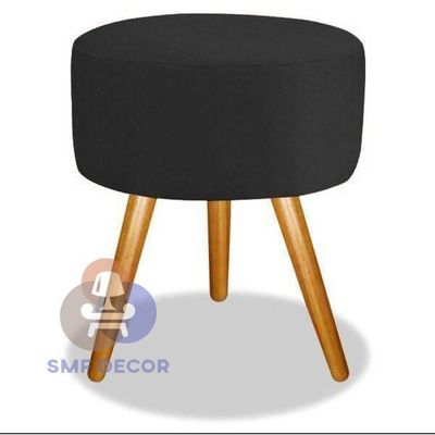Puff Redondo Descanso Para Os Pés Com Pézinho Palito Smf Decor preto