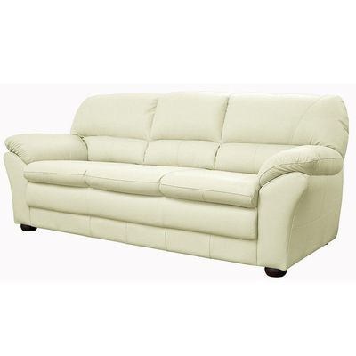 Sofá 3 Lugares Laura 212cm Couro Off White