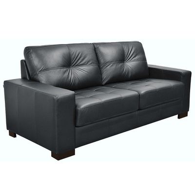 Sofá 3 Lugares Milão 200cm Couro Negro