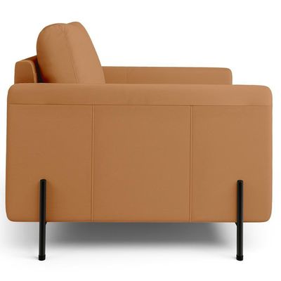 Kit 2 Poltronas Decorativa Para Sala Living Pés Industrial Domani L06 Couro Caramelo - Lyam Decor