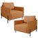 Kit 2 Poltronas Decorativa Para Sala Living Pés Industrial Domani L06 Couro Caramelo - Lyam Decor