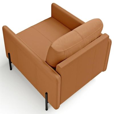 Kit 2 Poltronas Decorativa Para Sala Living Pés Industrial Domani L06 Couro Caramelo - Lyam Decor