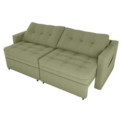 Sofá Cama Reclinável 2 Lugares Premium Com Assentos Dividido 2,20 Larg Nayla Matrix Boucle Oliva