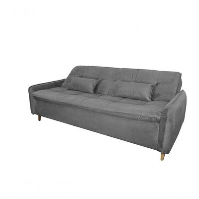 Sofá Cama 3 Lugares Casal Premium Reclinável Com Almofadas 2,06 Larg Donna Matrix Suede Cinza