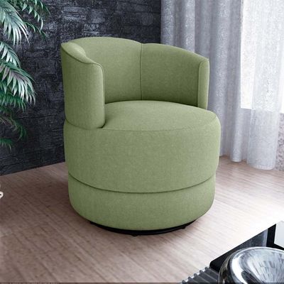Poltrona Giratória Para Descanço Com Base De Metal Marselha Matrix Boucle Oliva