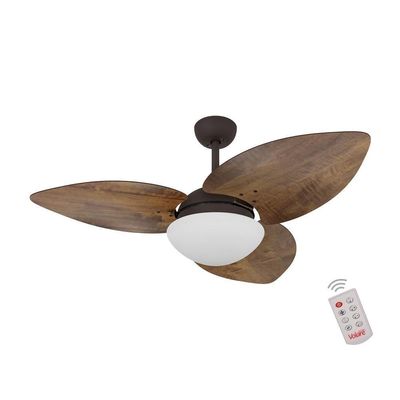 Ventilador De Teto Dormamu Marrom Texturizado 3 Pás Rádica Imbuia 110V Com Controle