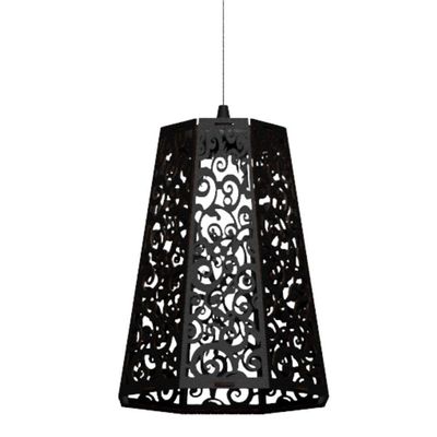 Luminária Teto Tipo Pendente Mdf - Completa Cor: Preta