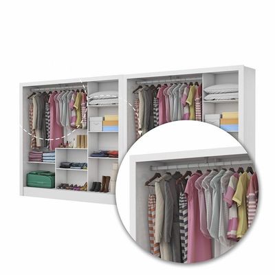 Closet Casal Duplo Fortaleza 6 Portas Premium 12 Prateleiras Branco