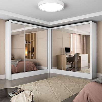 Closet Casal Duplo Fortaleza 6 Portas Premium 12 Prateleiras Branco