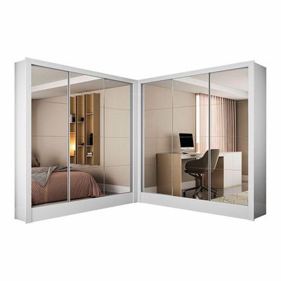 Closet Casal Duplo Fortaleza 6 Portas Premium 12 Prateleiras Branco