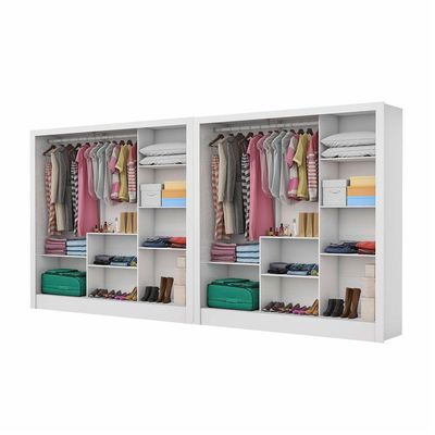 Closet Casal Duplo Fortaleza 6 Portas Premium 12 Prateleiras Branco