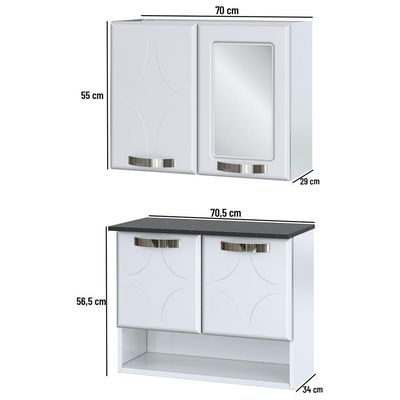 Kit Conjunto Para Banheiro Em Aço Telasul Rubi 4 Portas Com Espelho