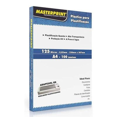 Caixa De Plástico Para Plastificação A4 220x307mm 100 Lâminas - Masterprint
