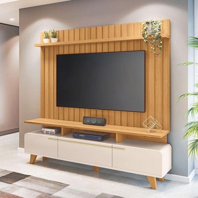 Rack Bancada Essenza E Painel Link 2.0 Off White Cinamomo – Hb Móveis