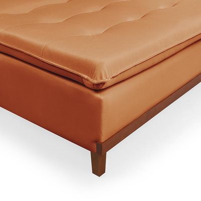 Sofá Cama Reclinável Santorini Veludo Confortável Base De Madeira Terracota 174