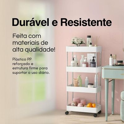 Estante Versátil 4 Andares De Prateleiras Com Rodízios