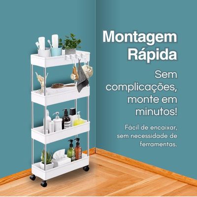 Estante Versátil 4 Andares De Prateleiras Com Rodízios
