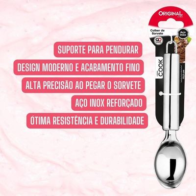 2 Colheres De Pegar Sorvete Bola Inox Profissional Pegador Concha Açai