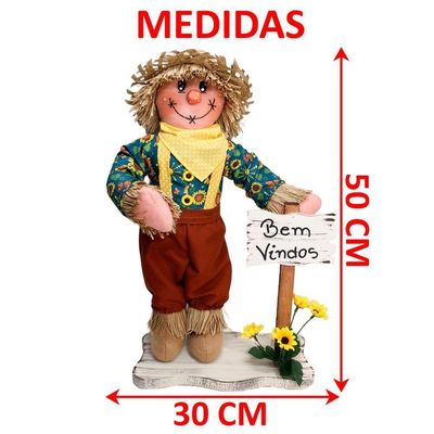 Kit Casal Espantalhos Festa Junina Xará Sítio Fazenda 50cm