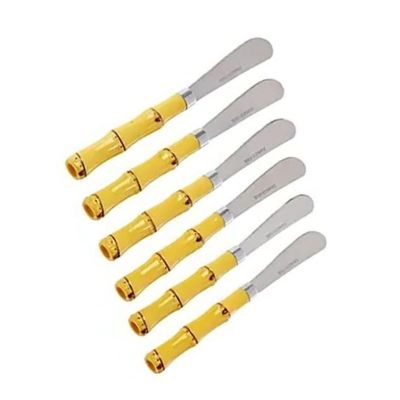 Jogo 6 Espatulas Bambu Inox Manteiga Geleia Pate