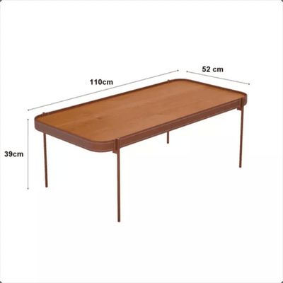 Mesa De Centro Sala De Estar Melin G 110x52 Nature Com Pes Metal Cobre