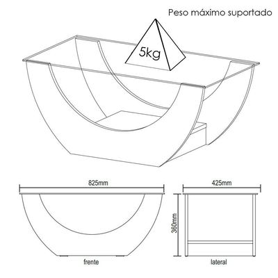 Mesa De Centro Curva Tampo Em Vidro 36 Cm 4616 Arly Cinamomo
