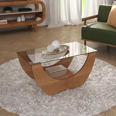 Mesa De Centro Curva Tampo Em Vidro 36 Cm 4616 Arly Cinamomo