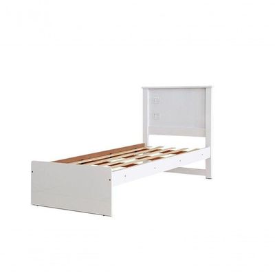 Cama Solteiro Barcelona Branco E Preto Com Cama Auxiliar - Tebarrot