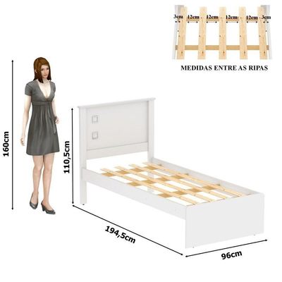 Cama Solteiro Barcelona Branco E Preto Com Cama Auxiliar - Tebarrot
