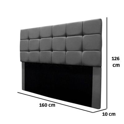 Cabeceira Estofada Cama Box Casal 160 Cm Ananda Suede Cinza