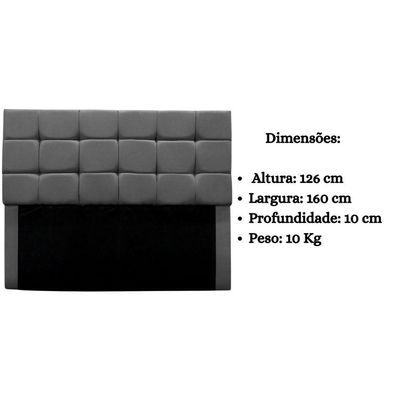 Cabeceira Estofada Cama Box Casal 160 Cm Ananda Suede Cinza