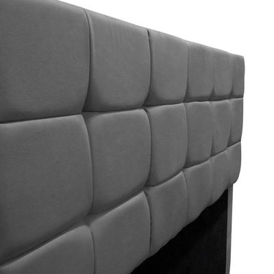 Cabeceira Estofada Cama Box Casal 160 Cm Ananda Suede Cinza
