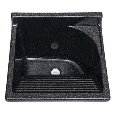 Tanque com Gabinete Lavar Roupas Preto 20L 46x43x93cm Armário Lavanderia Área de Serviço