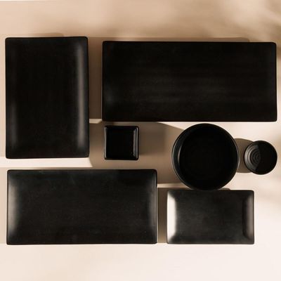 Travessa Servir Comida Japonesa Sushi Sashimi 35x16cm Retangular de Melamina Preto Tóquio Lyor