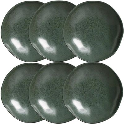 Kit 6 Pratos Fundos 600ml Arauco Orgânico 21cm Cerâmica Verde Porto Brasil