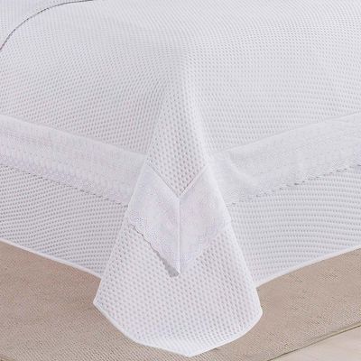 Cobre Leito Casal Encanto Bordado Inglês Percal 3pç 100% Poliéster - Branco