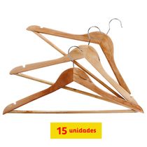 Kit com 15 cabides de madeira