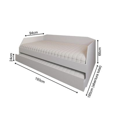 Bicama Cama Auxiliar Americana Luxo Em Mdf Resistente Nobre Branco