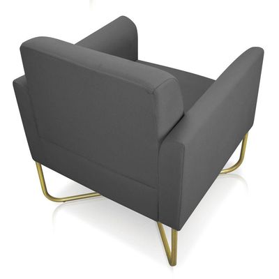 Poltrona Marisa Suede Base X Industrial Dourada Grafite