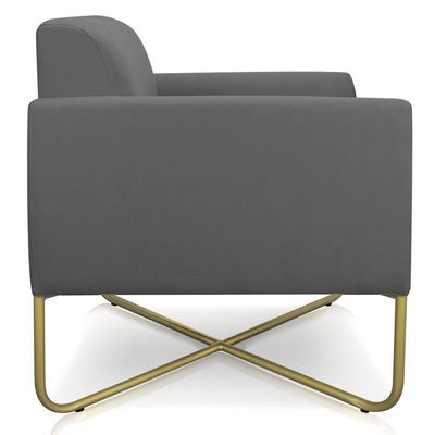 Poltrona Marisa Suede Base X Industrial Dourada Grafite