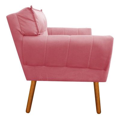 Kit 02 Poltronas Anitta Suede Rose Pés Palito Castanho