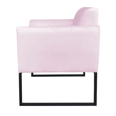 Poltrona Marisa Suede Base Metálica Preto rosa Bebê