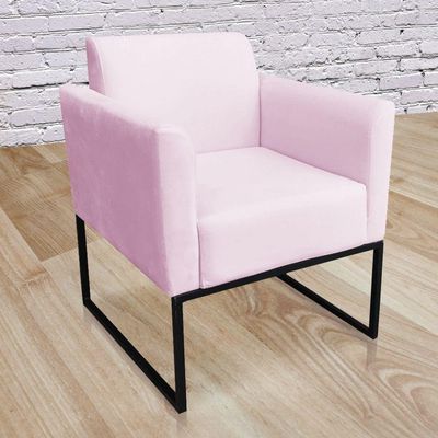 Poltrona Marisa Suede Base Metálica Preto rosa Bebê