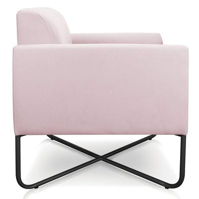 Poltrona Marisa Suede Base X Industrial Preta Rosa Bebê