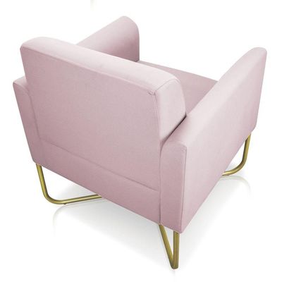 Kit 02 Poltronas Marisa Suede Base X Industrial Rosa Bebê