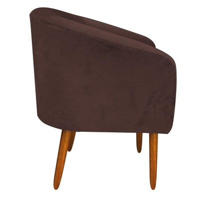 Kit 02 Poltronas Stella Suede Marrom Pés Palito Castanho