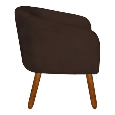 Poltrona Stella Suede Marrom Pés Palito Castanho Drossi