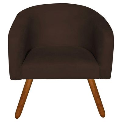 Poltrona Stella Suede Marrom Pés Palito Castanho Drossi