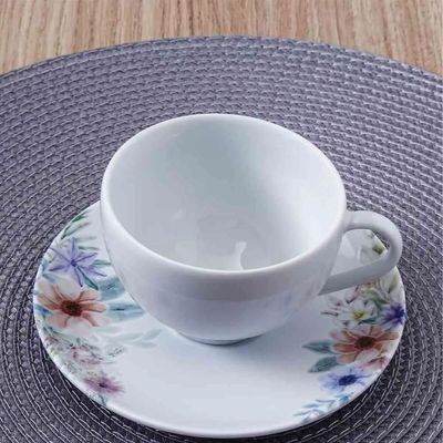Jogo 6 Xícaras de Café com Pires 100ml Tramontina Floratta Porcelana Cozinha Mesa Posta